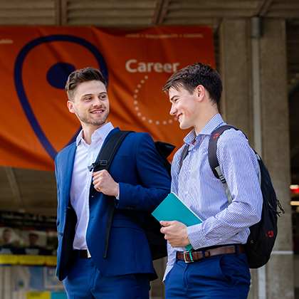 UCD students smiling.